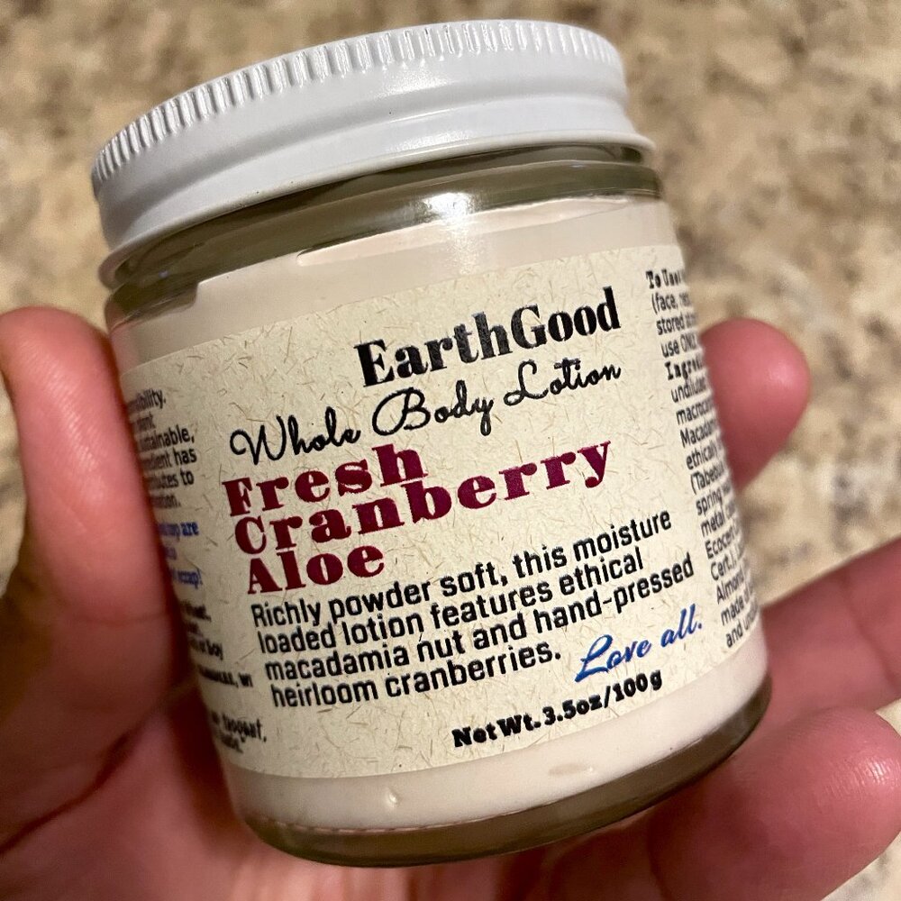 Earthgood 3.5oz Cranberry Face & Body Lotion. Ethical Sustainable Skin Care. New